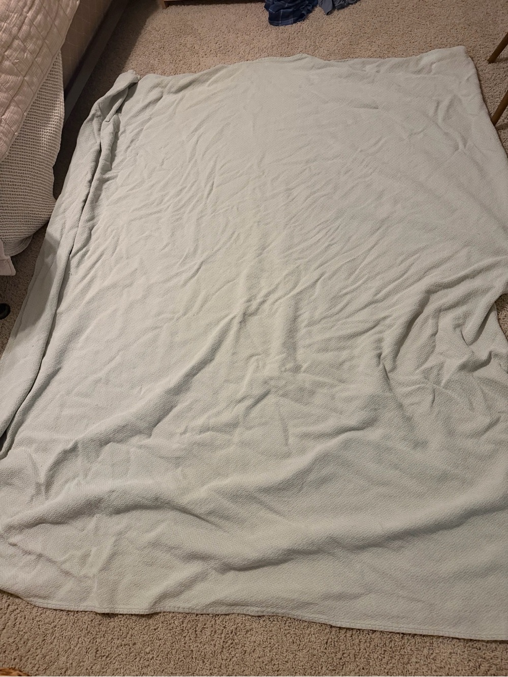 Pottery Barn Diamond cotton blanket light blue queen